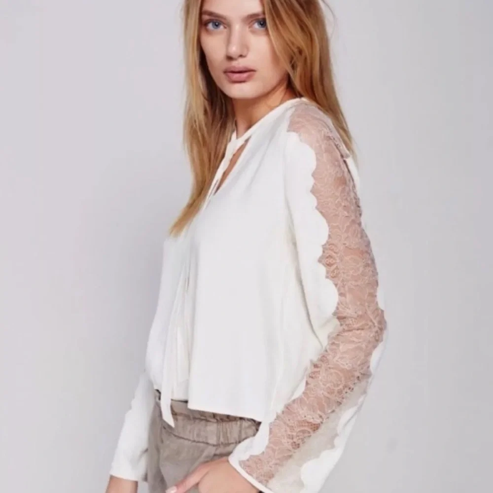 FREE PEOPLE Freya Blouse Ivory Size XS